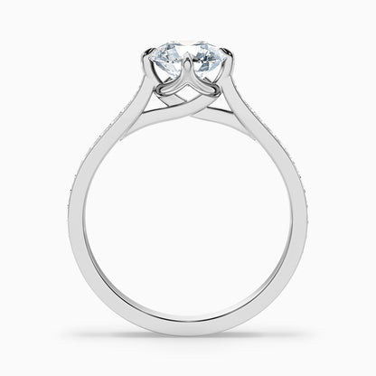 Anna 3.5 Carat Round Side Stone Pave Lab Grown Engagement Ring in 18k Yellow Gold