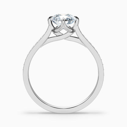 Anna 1 Carat Round Side Stone Pave Lab Grown Engagement Ring in 925 Sterling Silver