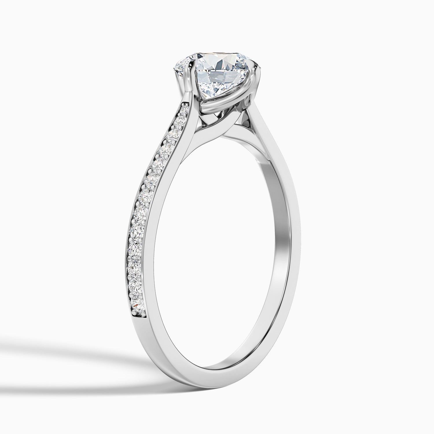 Anna 2 Carat Round Side Stone Pave Lab Grown Engagement Ring in 925 Sterling Silver