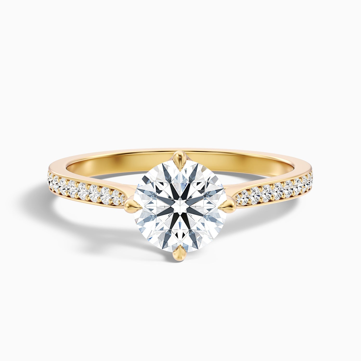 Anna 2.5 Carat Round Side Stone Pave Lab Grown Engagement Ring in 10k Yellow Gold