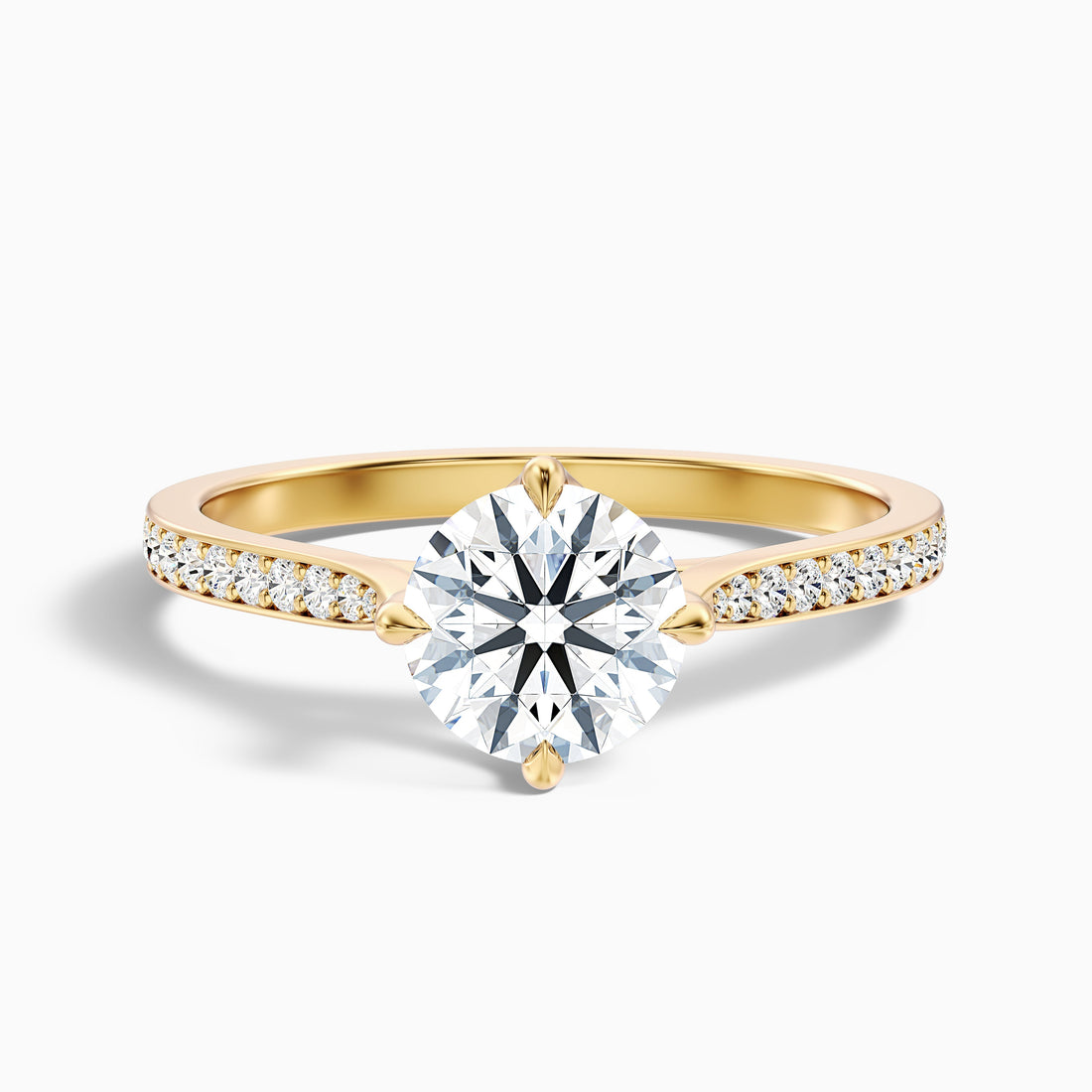 Anna 3.5 Carat Round Side Stone Pave Lab Grown Engagement Ring in 18k Yellow Gold  DestGlow