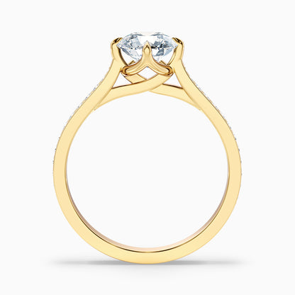 Anna 1.5 Carat Round Side Stone Pave Lab Grown Engagement Ring in 18k Rose Gold