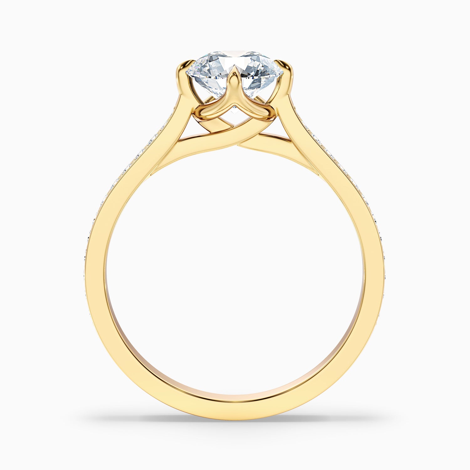 Anna 3 Carat Round Side Stone Pave Lab Grown Engagement Ring in 10k White Gold