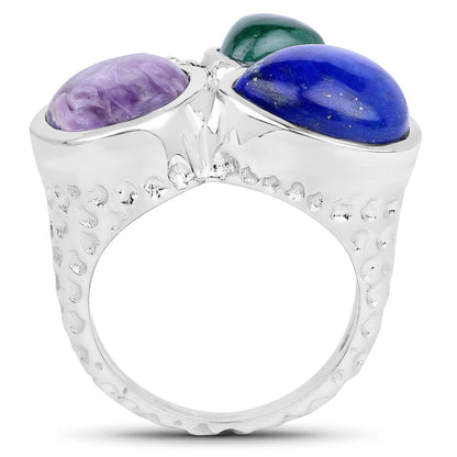 11.23 Carat Genuine Malachite, Charolite And Lapis .925 Sterling Silver Ring by Bids.com