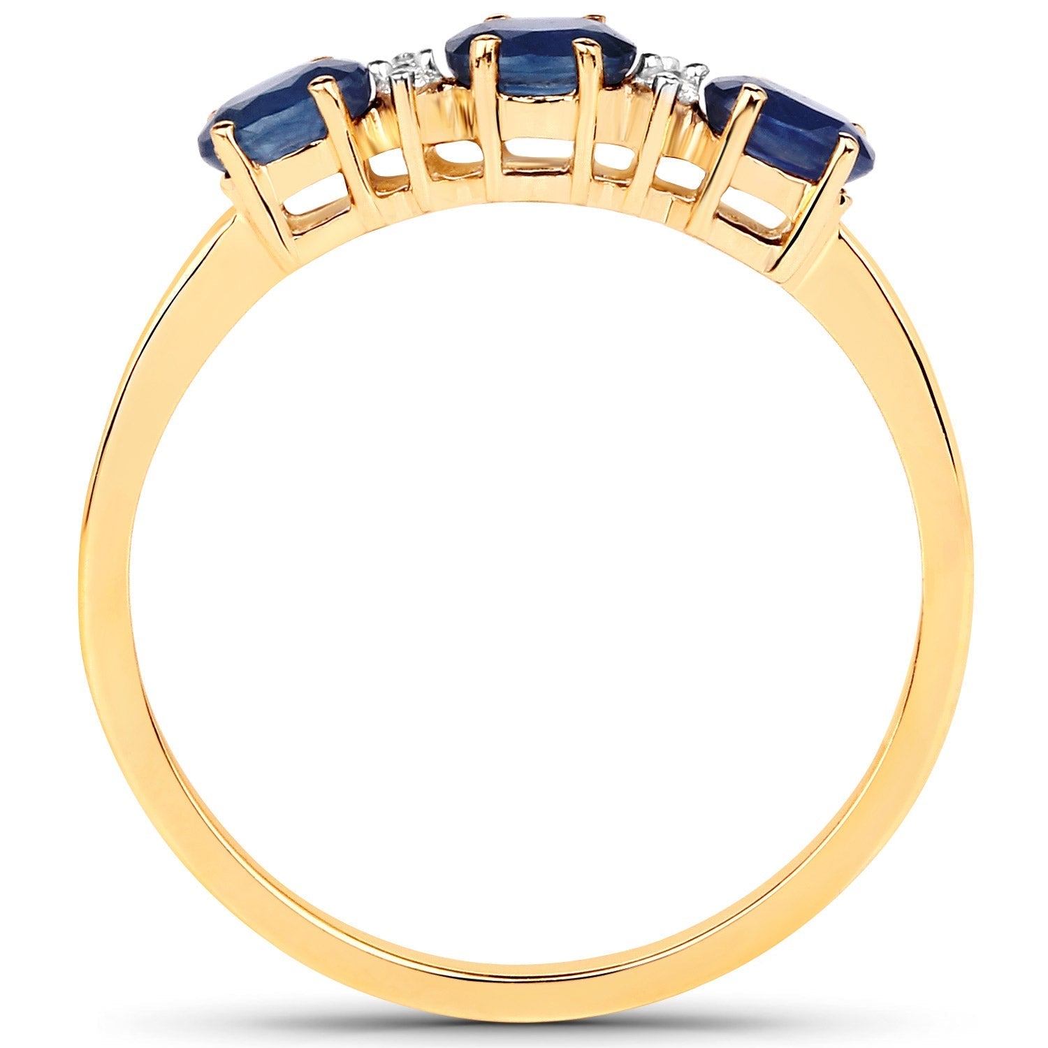 0.70 Carat Genuine Blue Sapphire and White Diamond 10K Yellow Gold Ring  DestGlow