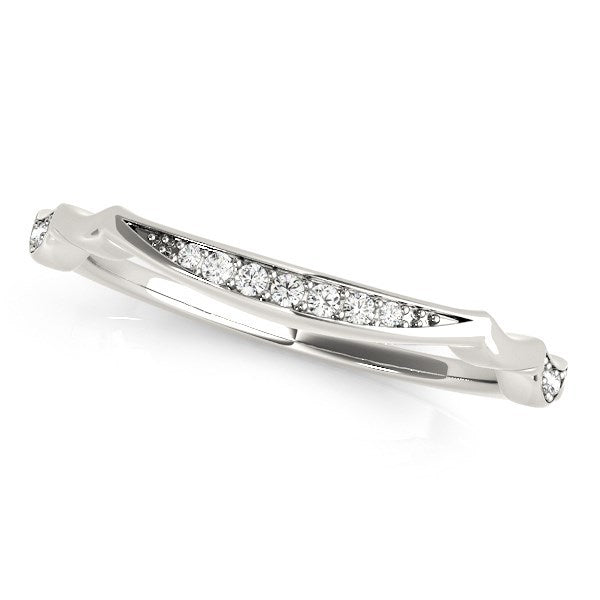 14k White Gold Unique Graduated Style Diamond Wedding Band (1/10 cttw) by Bids.com