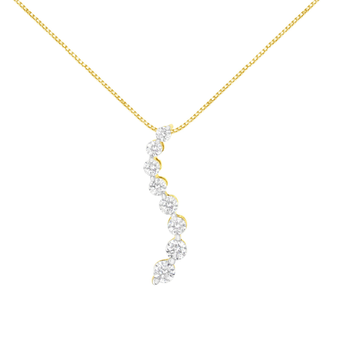 14k Yellow Gold 3.0 cttw Baguette and Brilliant Round-Cut Diamond Journey 18" Pendant Necklace (I-J Color, I2-I3 Clarity) by Bids.com