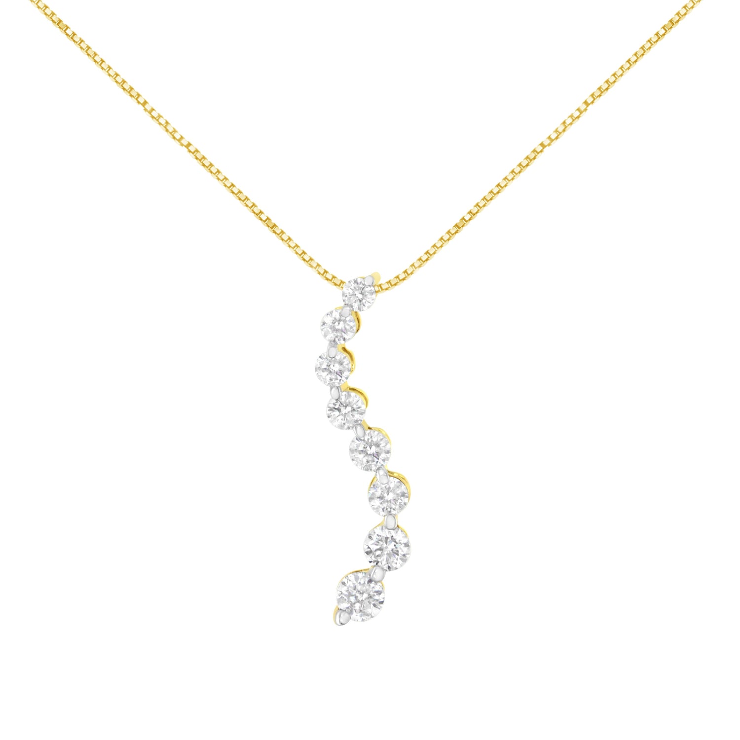 14k Yellow Gold 3.0 cttw Baguette and Brilliant Round-Cut Diamond Journey 18" Pendant Necklace (I-J Color, I2-I3 Clarity) by Bids.com