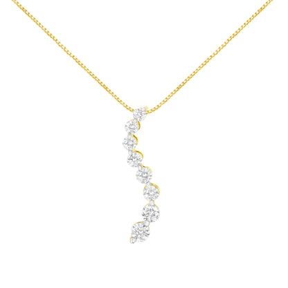 14k Yellow Gold 3.0 cttw Baguette and Brilliant Round-Cut Diamond Journey 18" Pendant Necklace (I-J Color, I2-I3 Clarity) by Bids.com