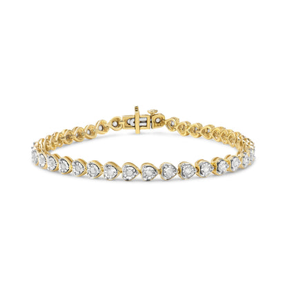 .925 Sterling Silver 1.0 Cttw Miracle Set Diamond Heart-Link 7" Tennis Bracelet (I-J Color, I2-I3 Clarity) by Bids.com