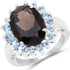 6.79 Carat Genuine Smoky Quartz & Blue Topaz .925 Sterling Silver Ring by Bids.com
