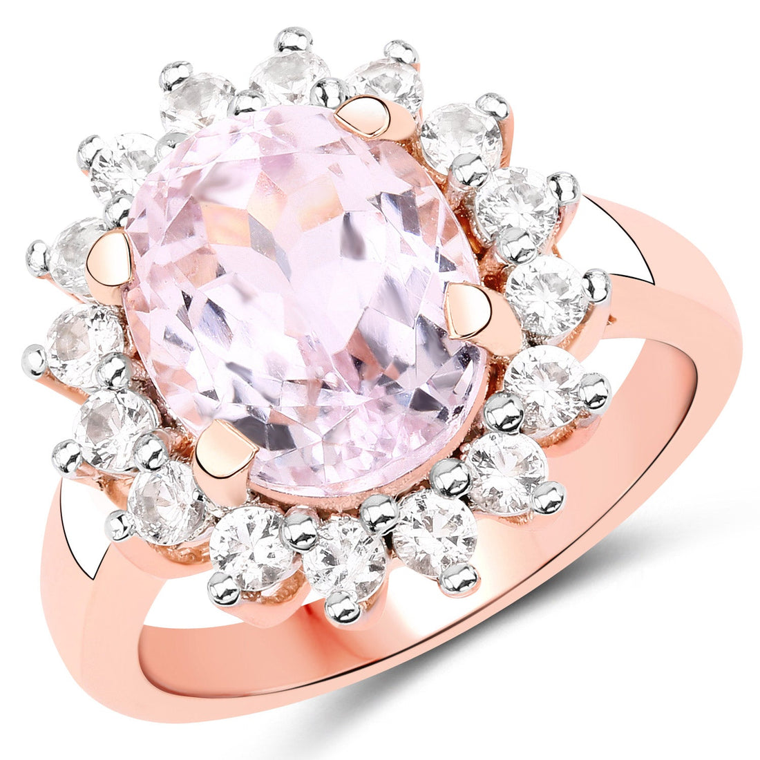 5.56 Carat Genuine Kunzite and White Topaz .925 Sterling Silver Ring by Bids.com