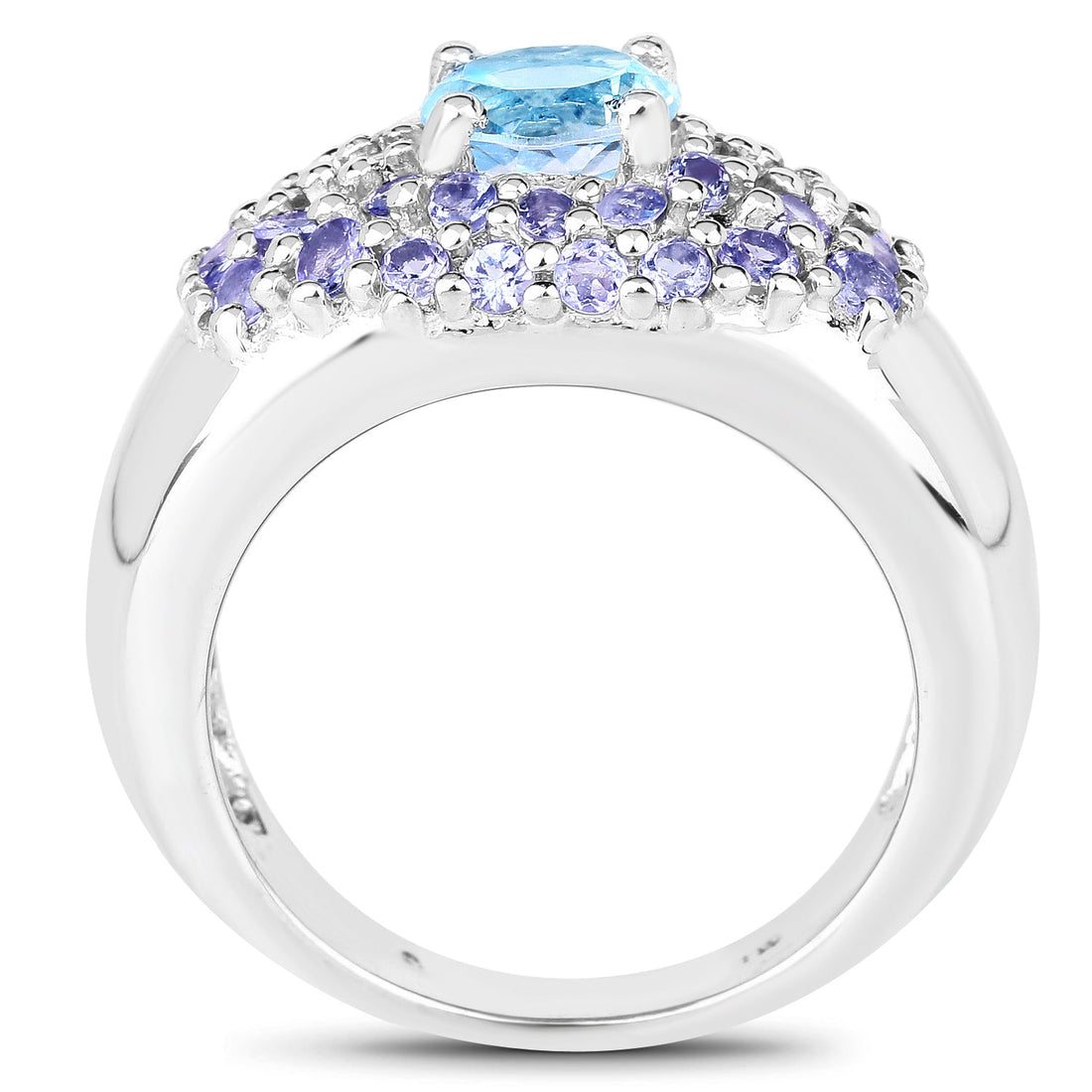 2.78 Carat Genuine Blue Topaz and Tanzanite .925 Sterling Silver Ring by Bids.com