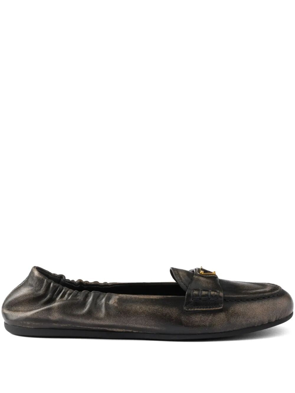 Prada Women Deconstructed And Flexible Nappa Leather Loafers by Luosophy