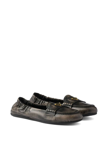 Prada Women Deconstructed And Flexible Nappa Leather Loafers by Luosophy
