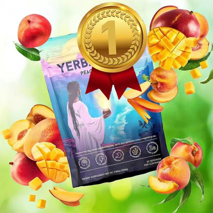 Yerba Mate Instant Tea Powder, 3-in-1 Super Drink - Clean Energy, Brain Fog Buster, and Gut Health Powered by Nootropics, Prebiotics and Probiotics | Yerba Magic Peach Mango 30 Servings by VAH