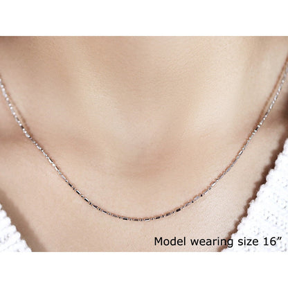 14k White Gold Diamond-Cut Alternating Bead Chain 1.2mm by Bids.com
