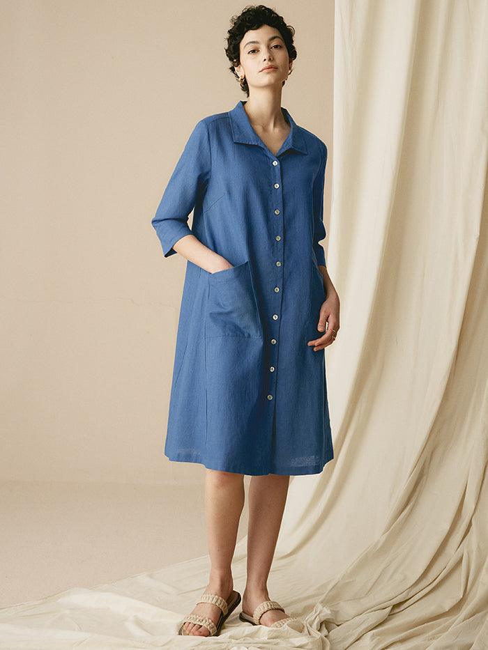 100% Linen Shirt Dress MADISON by LINTICO