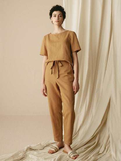 100% Linen Two-Piece Casual Linen Tracksuit COLLEEN by LINTICO