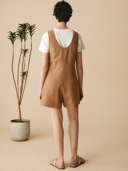 100% Linen U-Neck Short Jumpsuit KENDALL by LINTICO