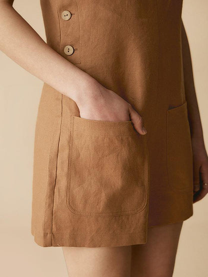 100% Linen U-Neck Short Jumpsuit KENDALL by LINTICO