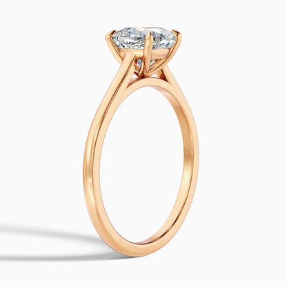 Aisha 1 Carat Cushion Cut Solitaire Moissanite Diamond Ring in 14k Rose Gold