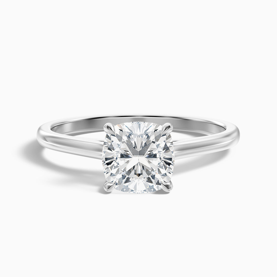 Joa 2 Carat Cushion Cut Solitaire Lab Grown Engagement Ring in 18k White Gold  DestGlow