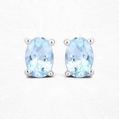 0.72 Carat Genuine Aquamarine .925 Sterling Silver Earrings by Bids.com