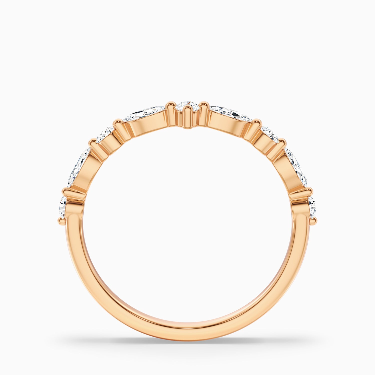 Maelis Round and Marquise Cut Curved Lab Grown Diamond Wedding Band