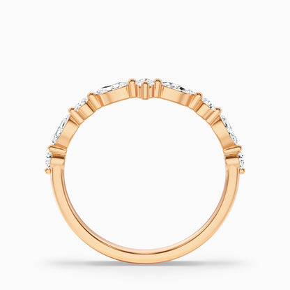 Maelis Round and Marquise Cut Curved Lab Grown Diamond Wedding Band