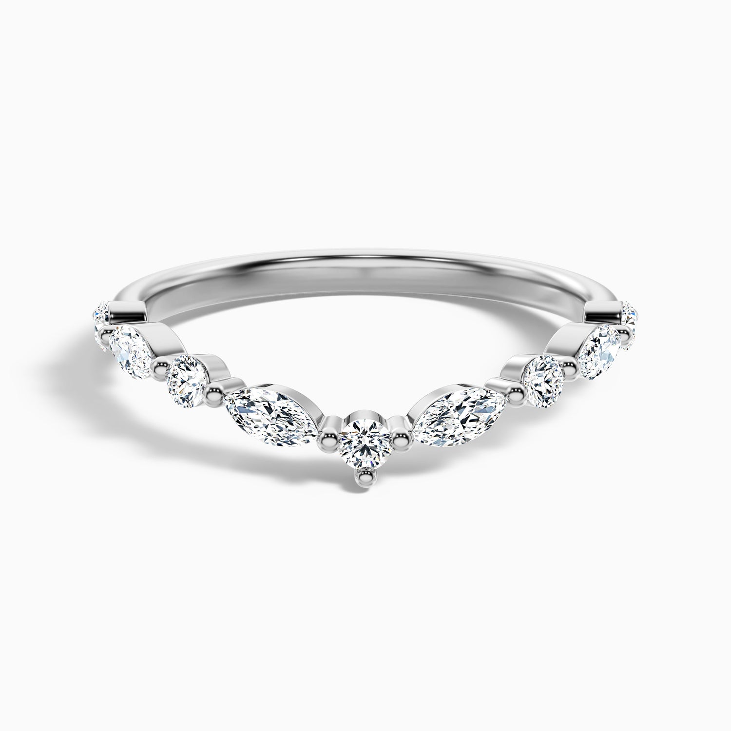 Maelis Round and Marquise Cut Curved Lab Grown Diamond Wedding Band