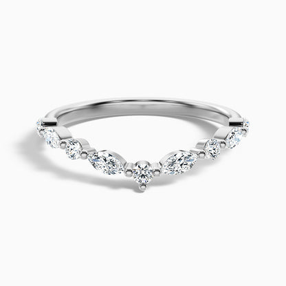 Maelis Round and Marquise Cut Curved Lab Grown Diamond Wedding Band