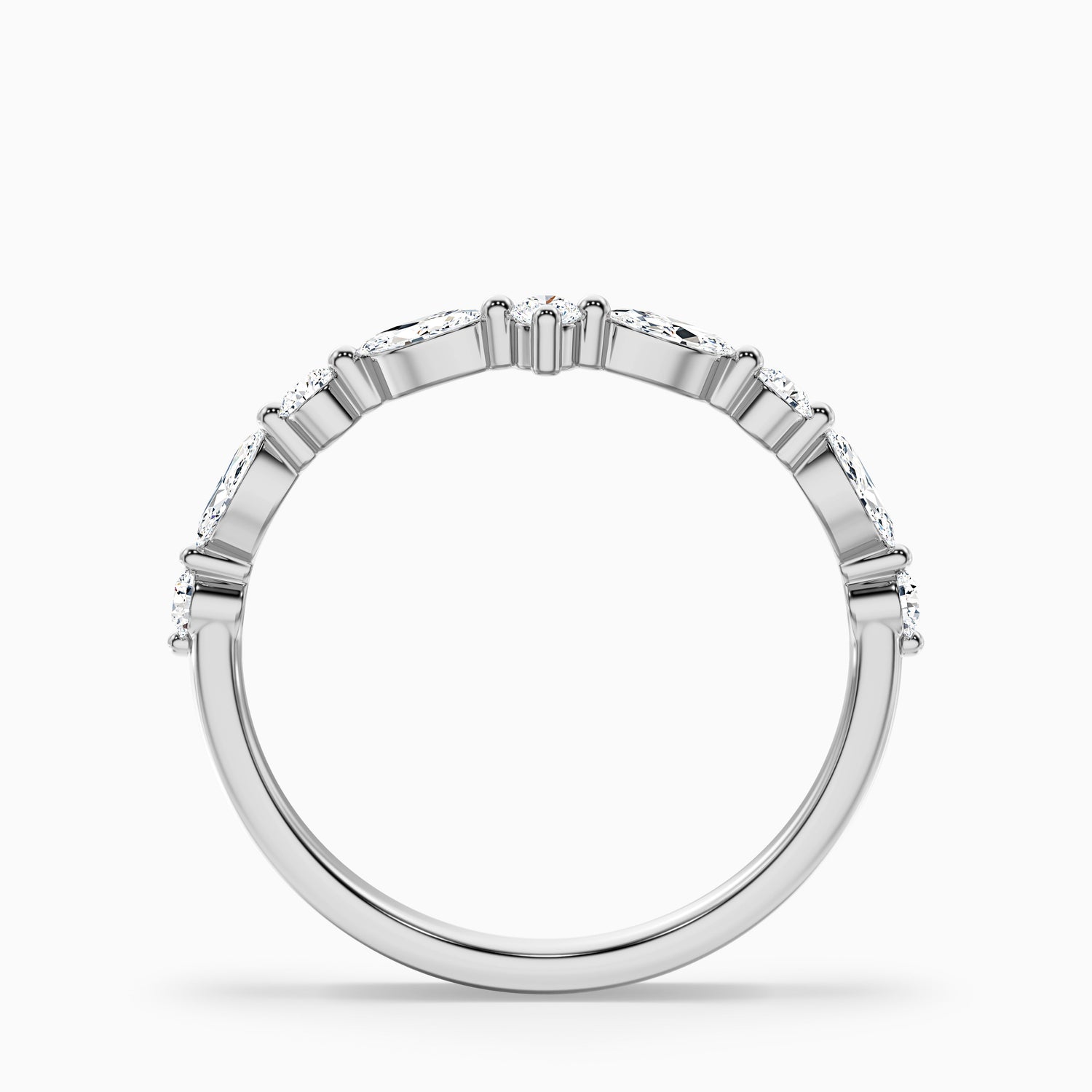 Maelis Round and Marquise Cut Curved Lab Grown Diamond Wedding Band