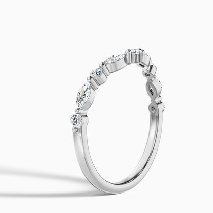 Maelis Round and Marquise Cut Curved Lab Grown Diamond Wedding Band