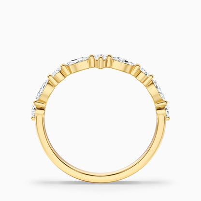 Maelis Round and Marquise Cut Curved Lab Grown Diamond Wedding Band
