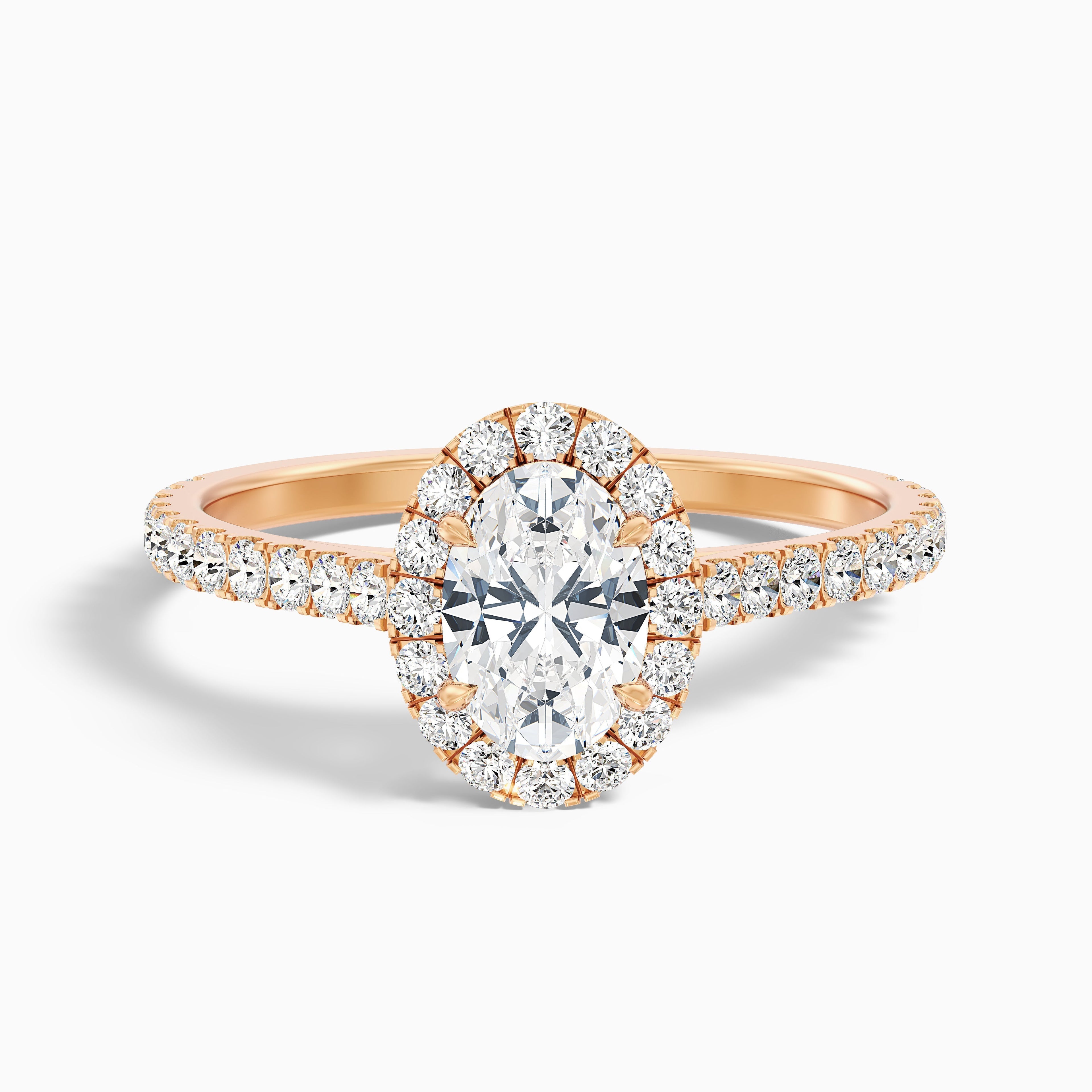 Adley 4.5 Carat Oval Halo Pave Moissanite Diamond Ring in 925 Sterling Silver