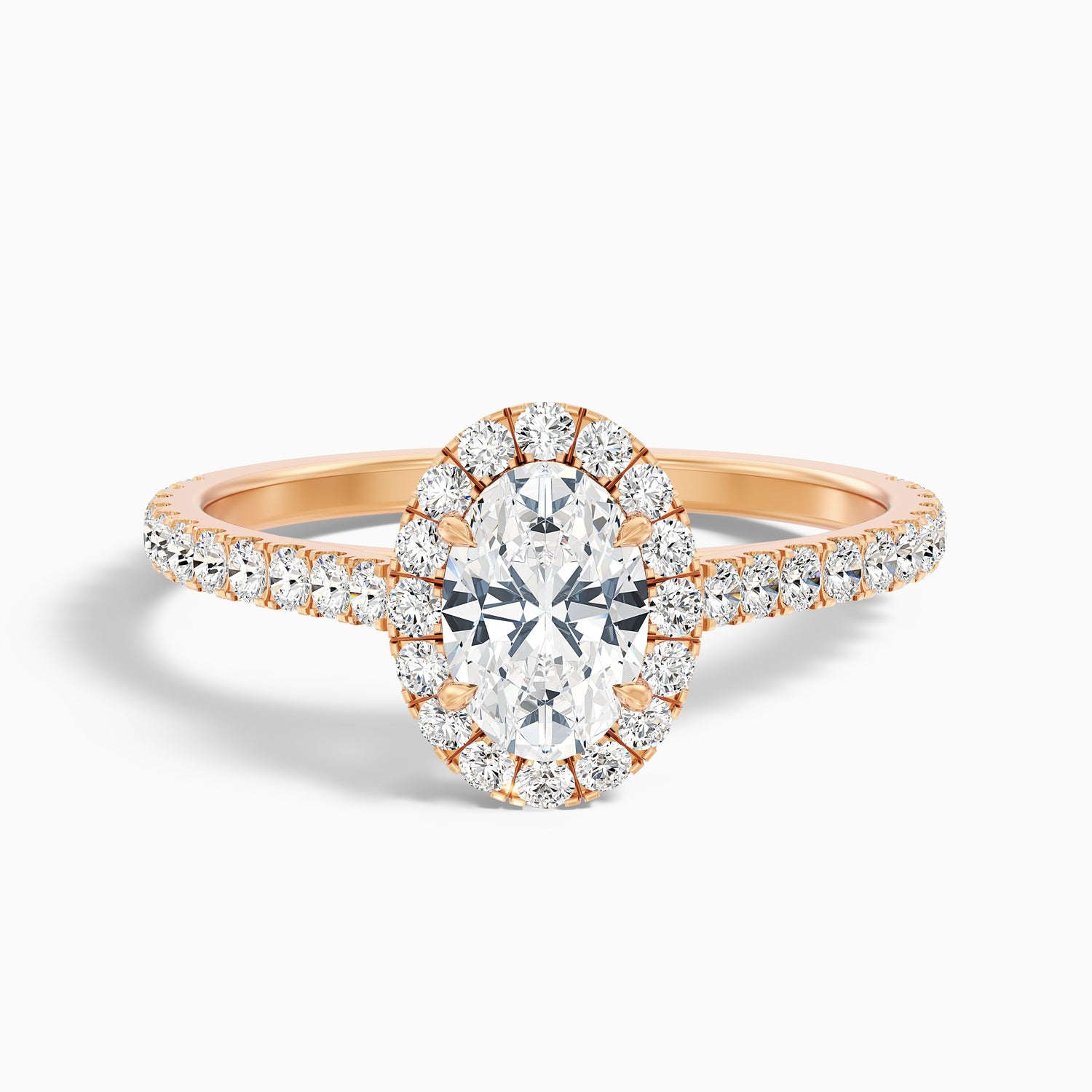 Zia 1.5 Carat Oval Halo Pave Lab Grown Engagement Ring in 14k Yellow Gold  DestGlow