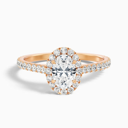 Adley 4 Carat Oval Halo Pave Moissanite Diamond Ring in 14k White Gold
