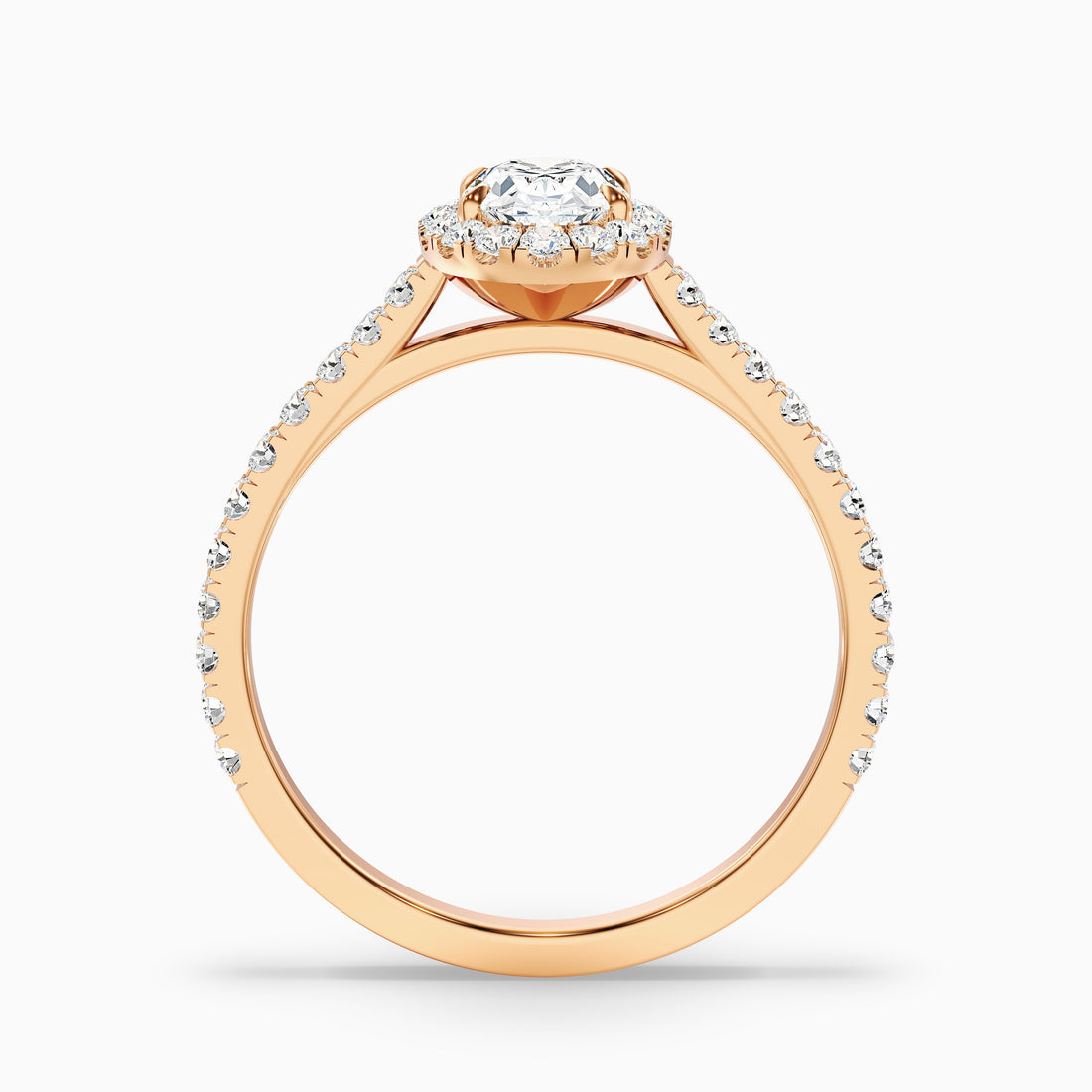 Zia 3 Carat Oval Halo Pave Lab Grown Engagement Ring in 14k Rose Gold  DestGlow