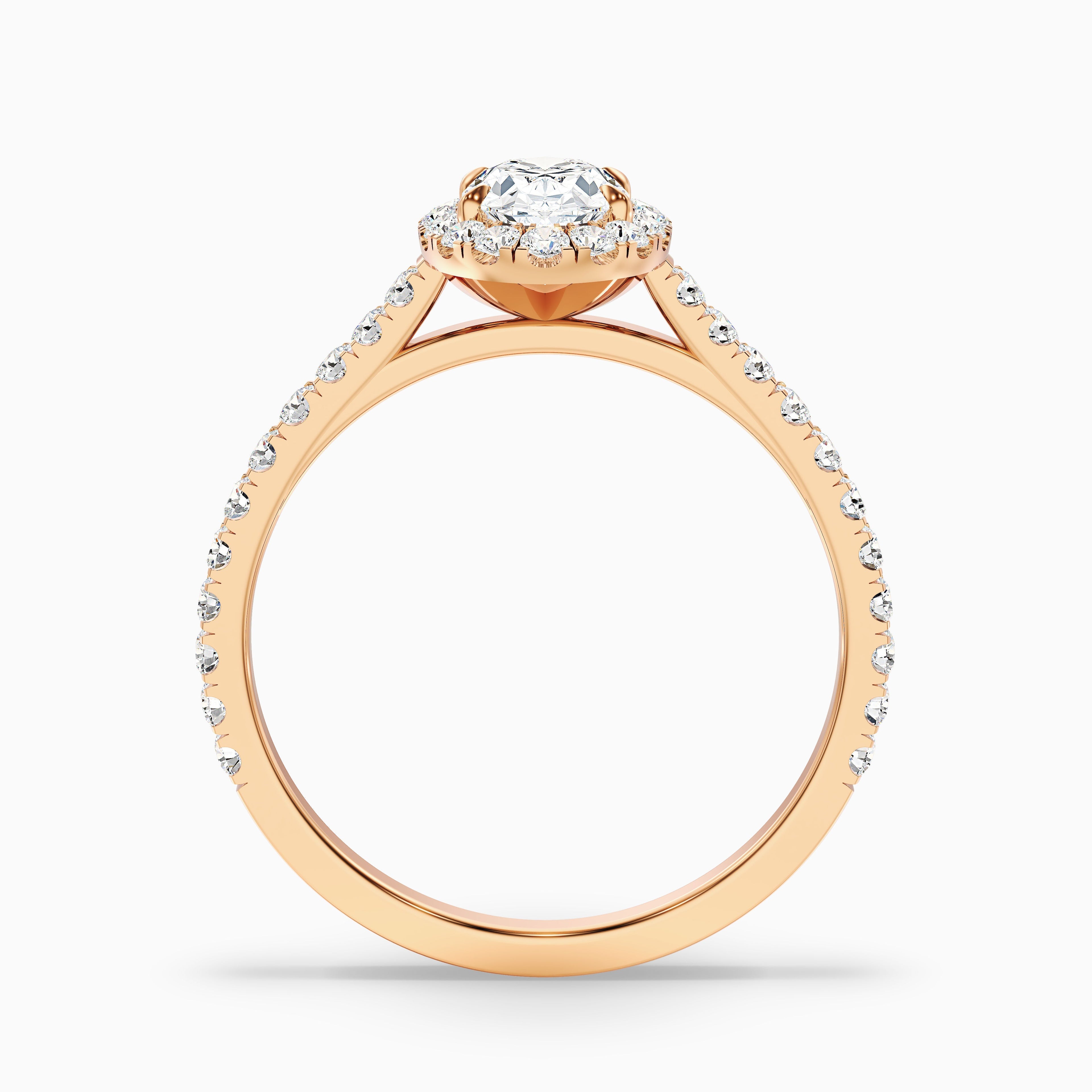 Zia 2.5 Carat Oval Halo Pave Lab Grown Engagement Ring in 18k Yellow Gold  DestGlow