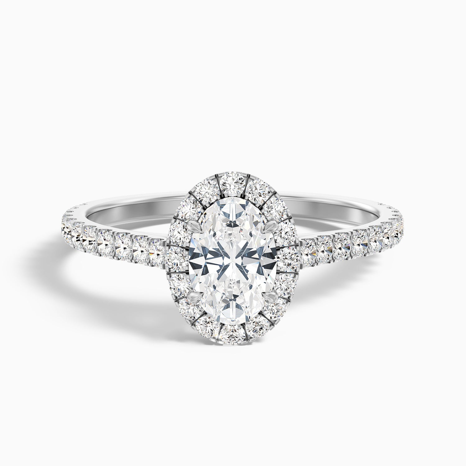 Zia 3 Carat Oval Halo Pave Lab Grown Engagement Ring in 18k White Gold
