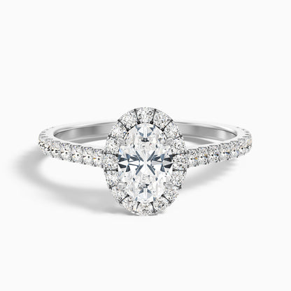 Zia 1.5 Carat Oval Halo Pave Lab Grown Engagement Ring in Platinum