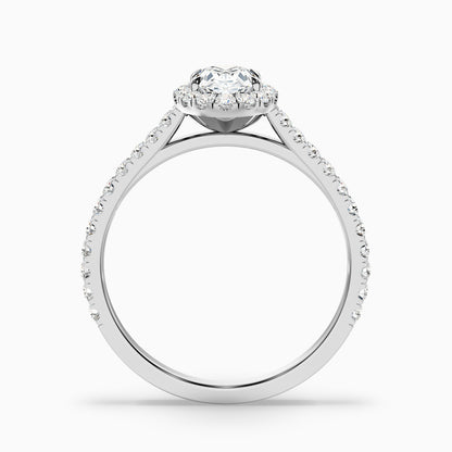Zia 3 Carat Oval Halo Pave Lab Grown Engagement Ring in 925 Sterling Silver