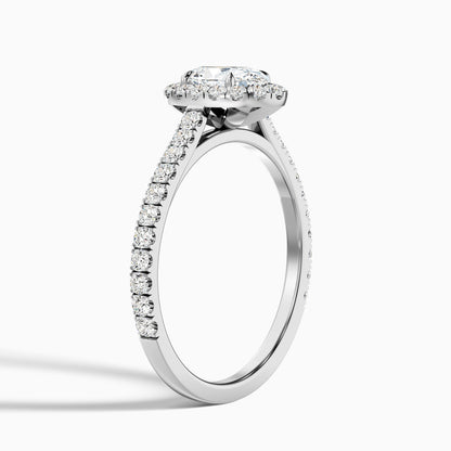 Zia 4.5 Carat Oval Halo Pave Lab Grown Engagement Ring in 18k Yellow Gold  DestGlow