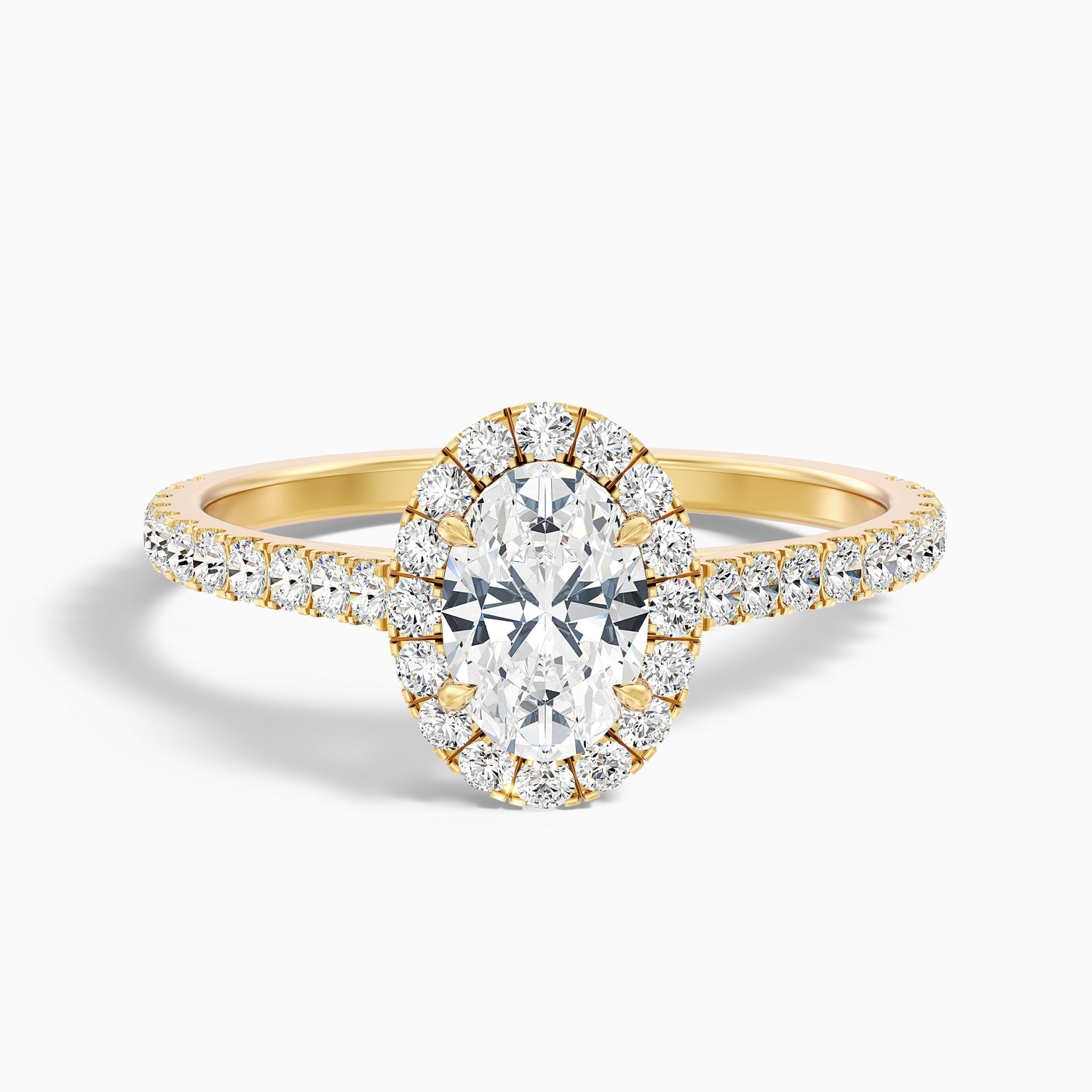 Adley 2.5 Carat Oval Halo Pave Moissanite Diamond Ring in 18k Yellow Gold