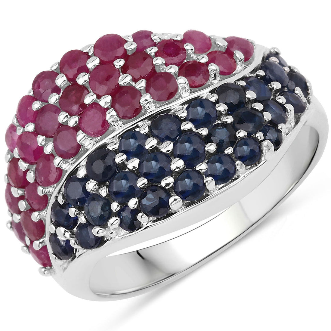 2.18 Carat Genuine Multi Stones .925 Sterling Silver Ring by Bids.com
