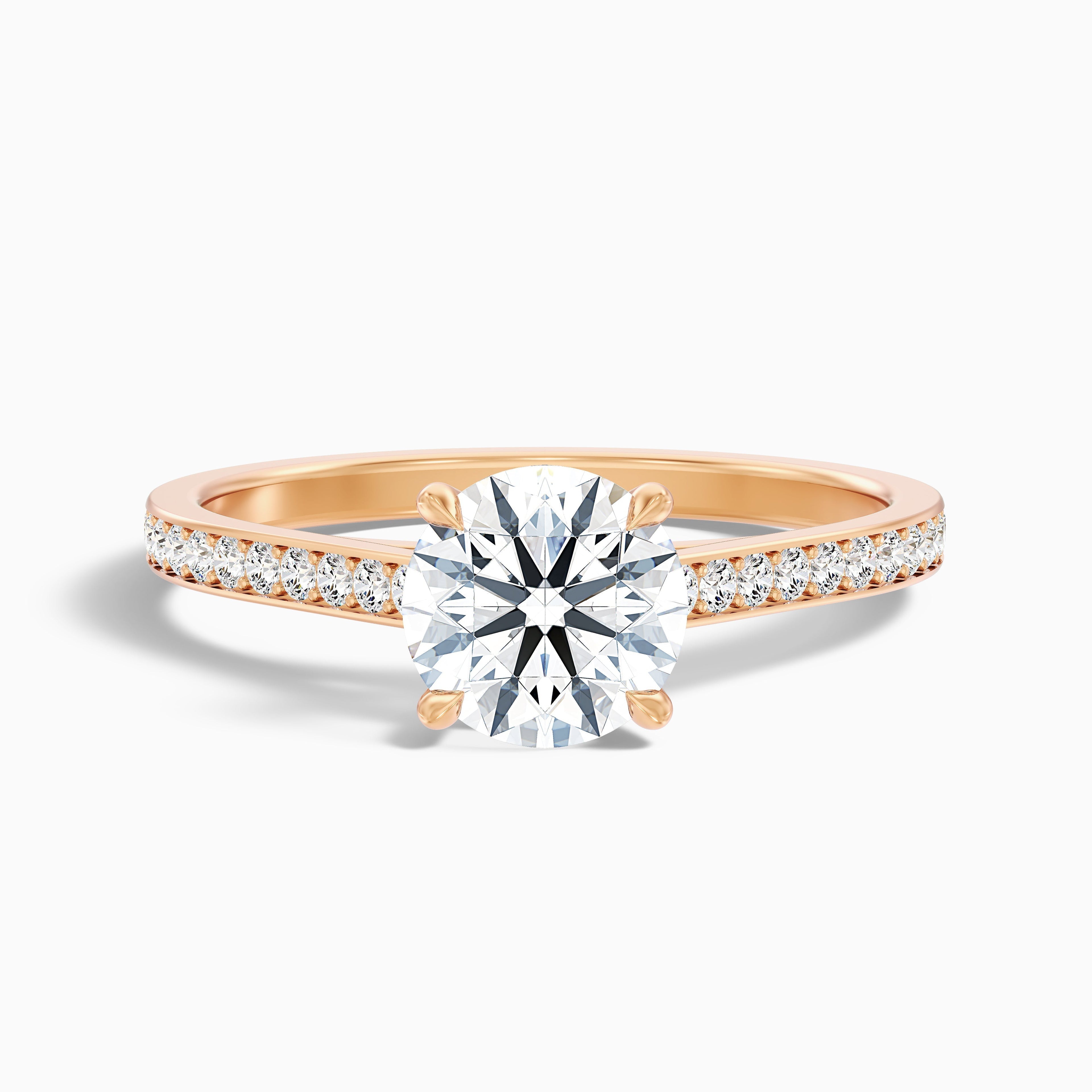 Lisa 4.5 Carat Round Cut Side Stone Pave Moissanite Diamond Ring in 925 Sterling Silver