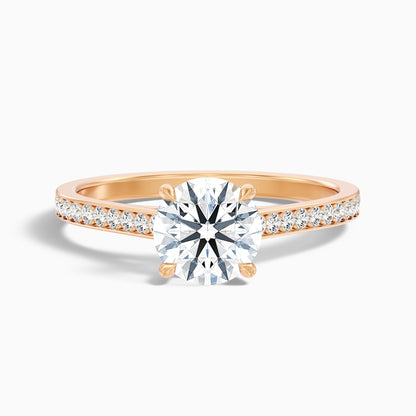 Lisa 4.5 Carat Round Cut Side Stone Pave Moissanite Diamond Ring in 18k Yellow Gold