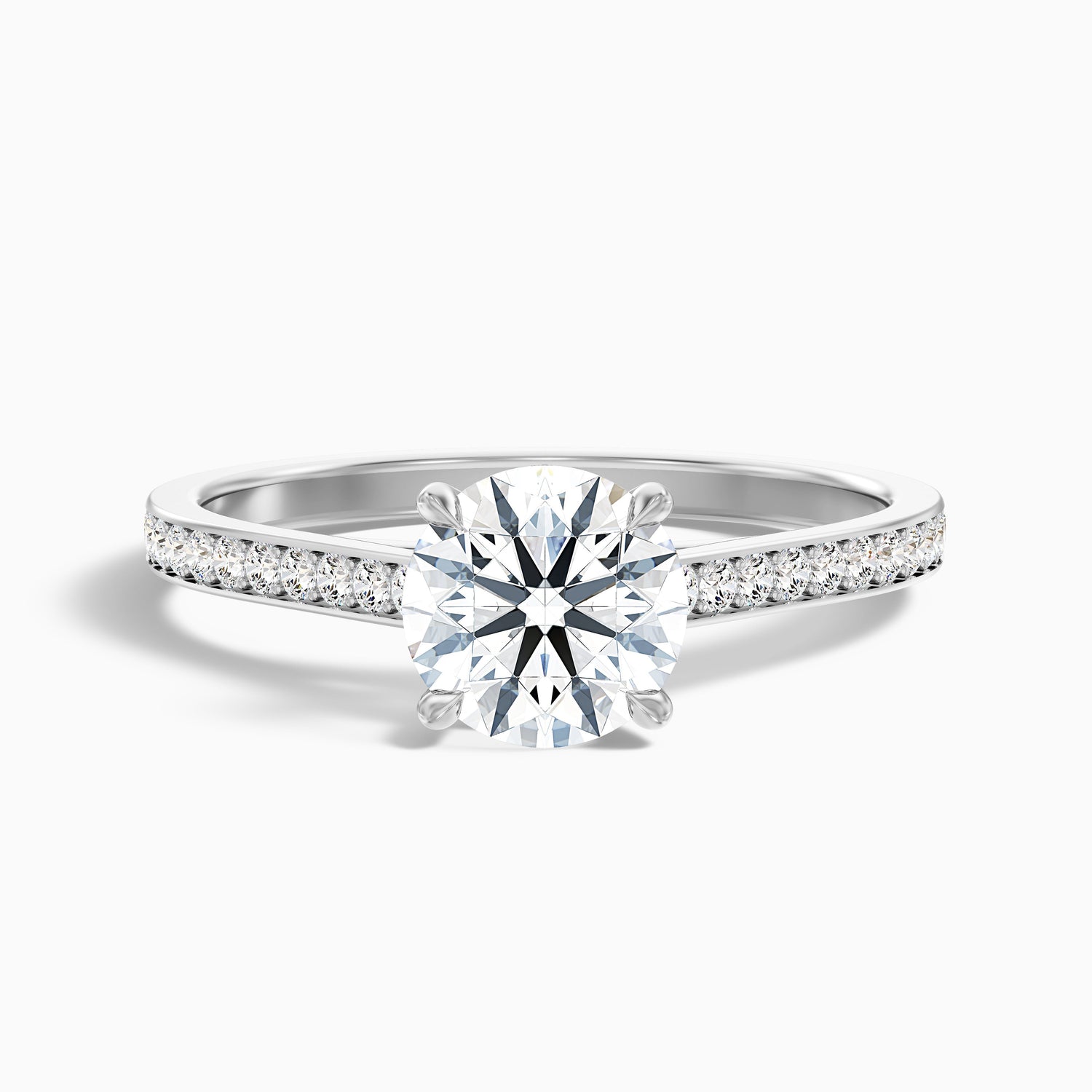 Lisa 2.5 Carat Round Cut Side Stone Pave Moissanite Diamond Ring in Platinum