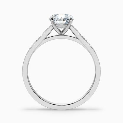 Lisa 1 Carat Round Cut Side Stone Pave Moissanite Diamond Ring in 10k Rose Gold